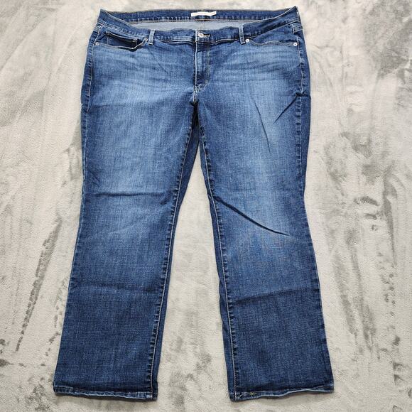 Levi's Jeans Womens 24W Blue Dark Wash Classic Straight Leg Stretch Denim Casual - Picture 1 of 15